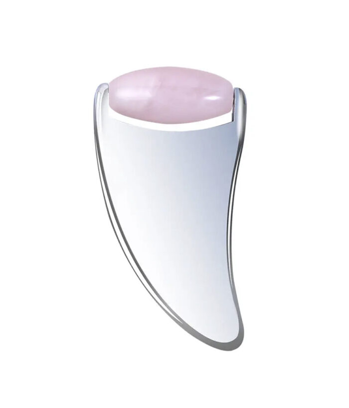 Jade Roller & Gua Sha από ροζ νεφρίτη και ατσάλι - Image 2