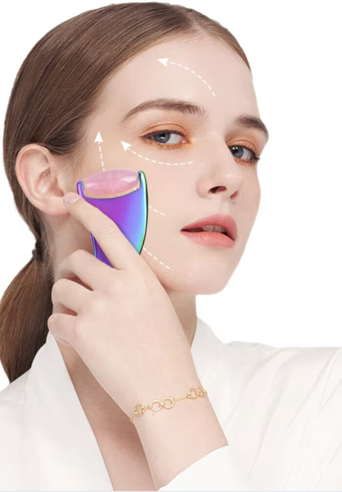 Jade Roller & Gua Sha από ροζ νεφρίτη και ατσάλι