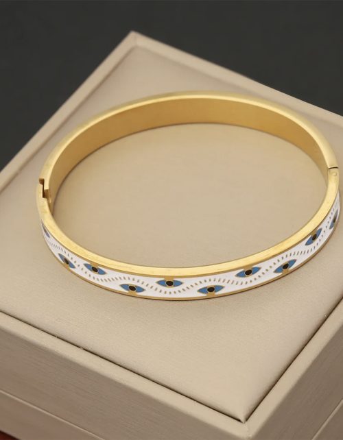Γυναικεία χειροπέδα evil eye WHITE