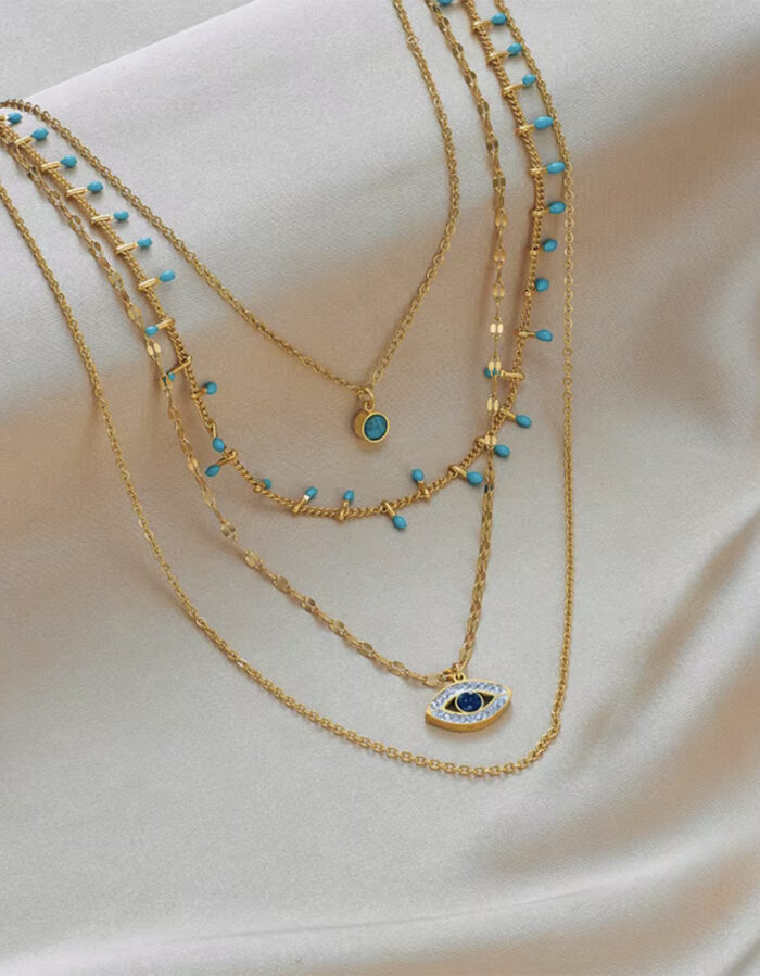 Κόσμημα λαιμού με 4πλη αλυσίδα Evil Eye