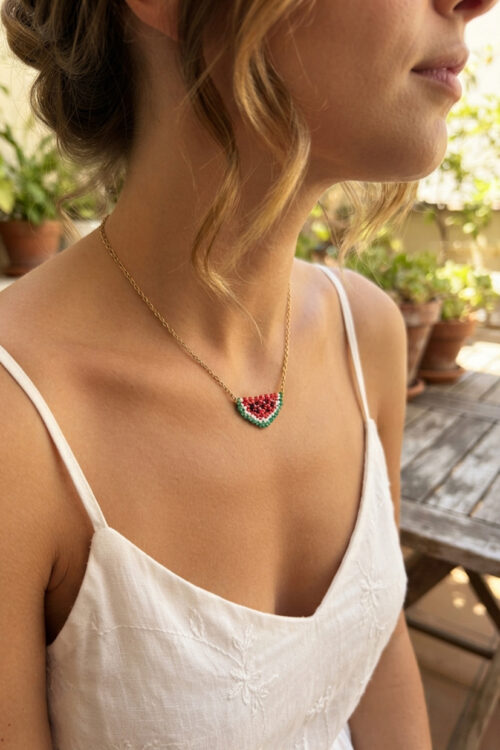 WATERMELON BEAD NECKLACE
